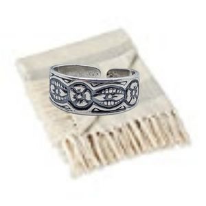 Toe Ring Sterling Silver Floral Accent